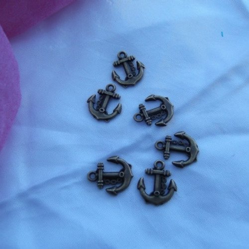 Lot de 3 breloques ancre de marine de bateau, mer, bronze 18x15,5mm