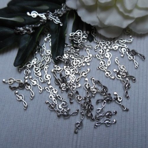 Lot de 5 breloques clé de sol musique argent tibétain 17x5mm