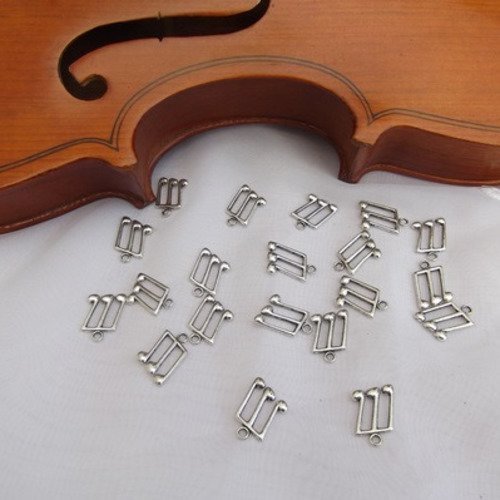 Lot de 5 breloques triple croches note musicale d'argent tibétain 19x14mm