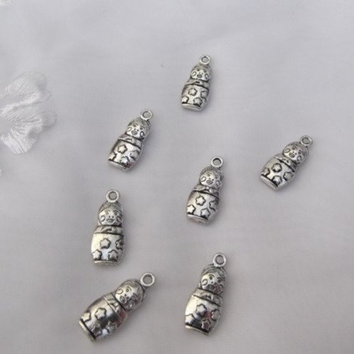 Lot de 3 breloques poupée russe 3d argent tibétain 22x9mm