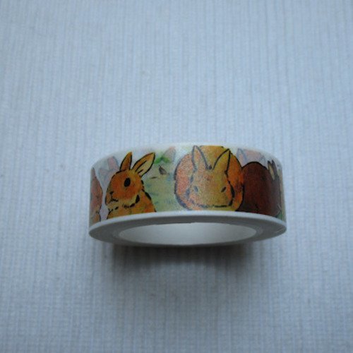 Rouleau d'adhésif masking tape lapin 10 mètres x1.5cm autocollant