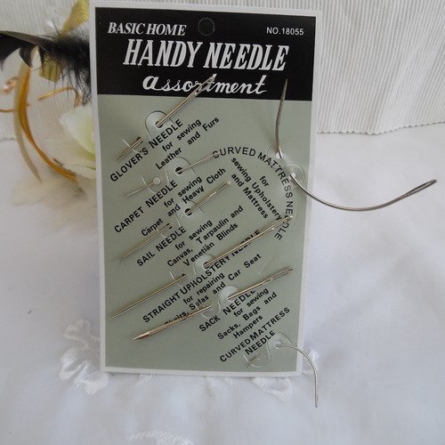 Lot de 7 aiguilles spéciale cuir, toile en acier inoxydable