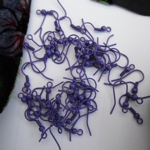 10 crochets hameçons violet support de boucle d'oreille métal 17x19mm