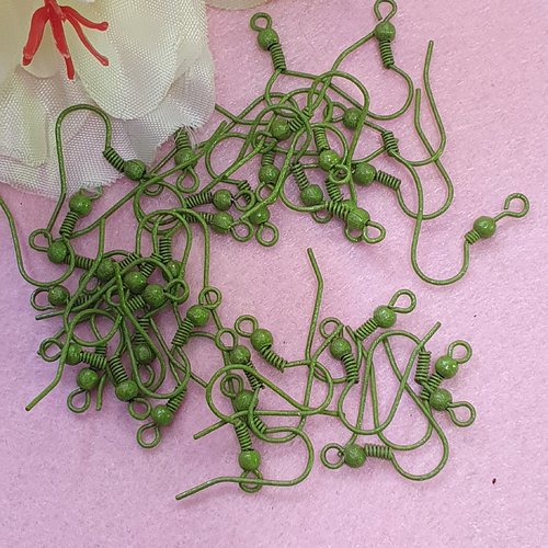 10 crochets hameçons vert anis métal 17x19mm support de boucle d'oreille