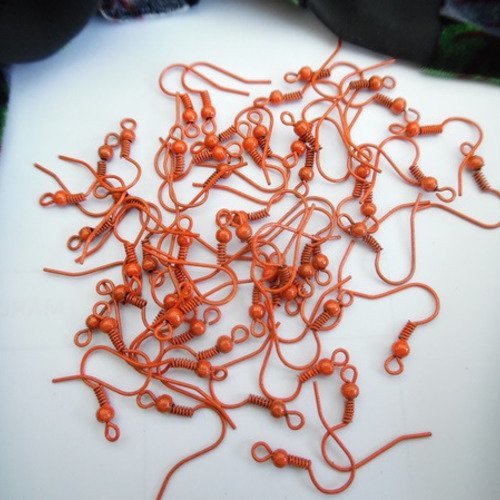 10 crochets hameçons orange support de boucle d'oreille métal 17x19mm