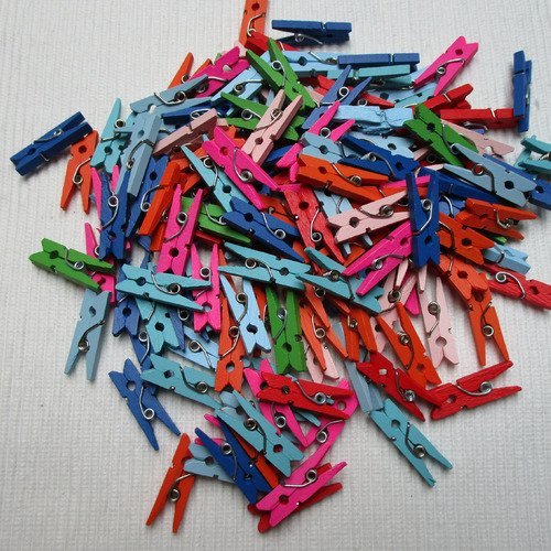 10 mini épingles à linge bois mixtes de 25x7.5mm