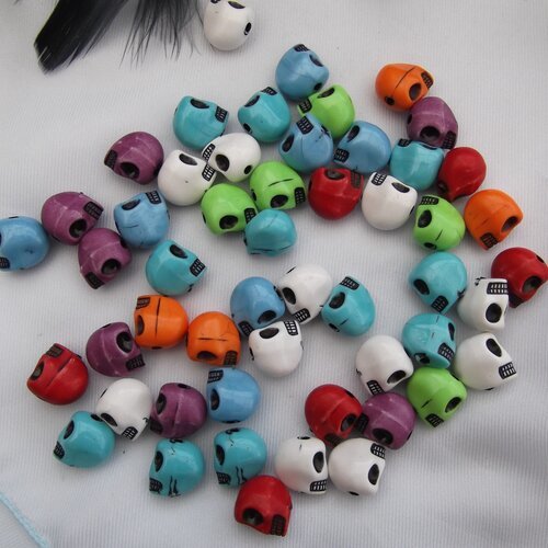 Lot de 5 perles mixte tête de mort acrylique 13x12mm