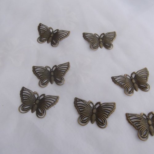Lot de 4 estampes papillons filigrane bronze 4.3x2.8cm 