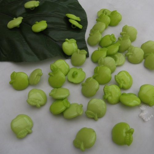 10 boutons pomme vert anis 17x17.5mm acrylique