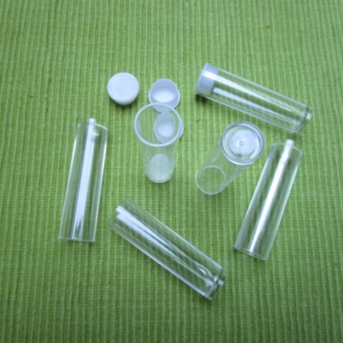 Lot de 3 tubes fioles acrylique avec bouchon blanc 5.7cm diamètre 15.5mm