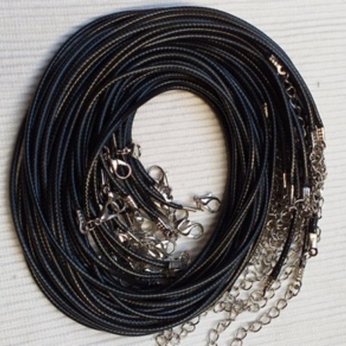 1 cordon collier simili cuir noir 45cm effet serpentine