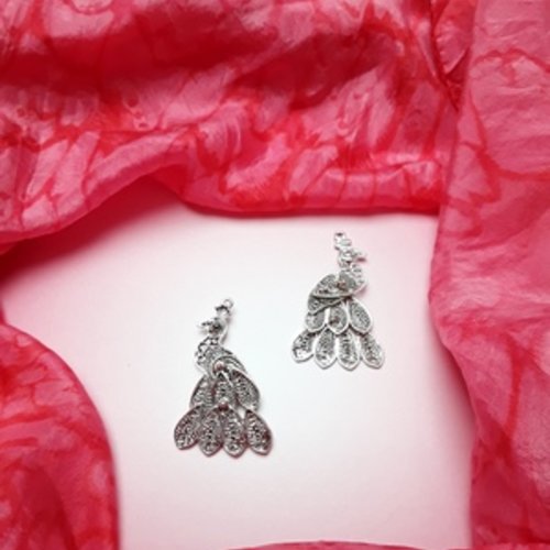1 pendentif connecteur paon articulé 55x26mm argent tibétain 