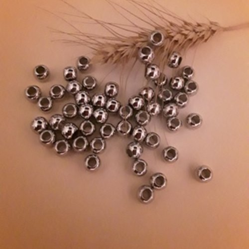 10 perles 10x8mm acrylique trou de 4.5mm argenté