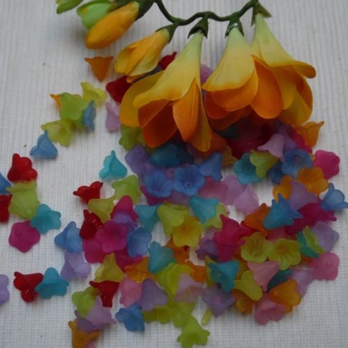 Lot de 18 coupelles fleurs 14x10mm multicolore dépolies opaques