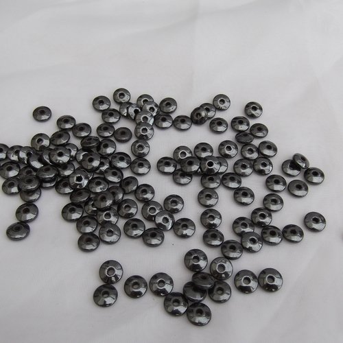 10 perles soucoupe  hématite 6.3x3.4mm pierre minéral gunmétal