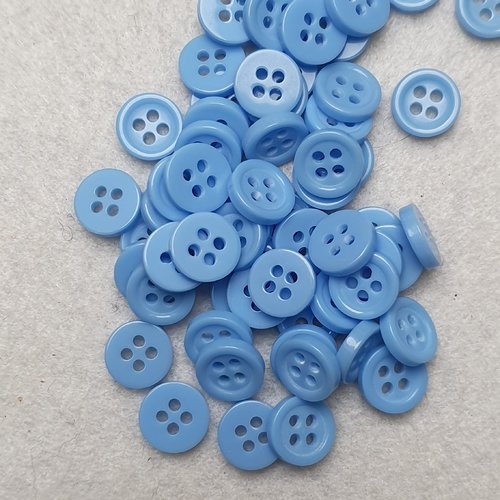 8 boutons rond bleu foncé 9x2mm résine rond