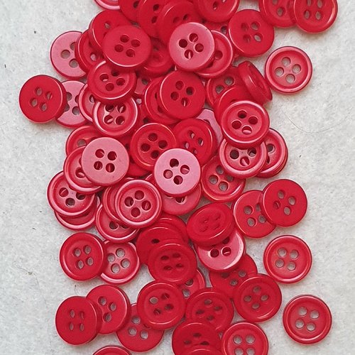 8 boutons rouge 9x2mm résine rond
