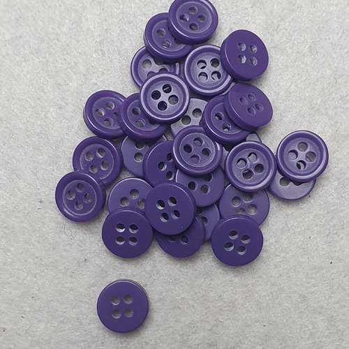 8 boutons rond violet  9x2mm résine rond