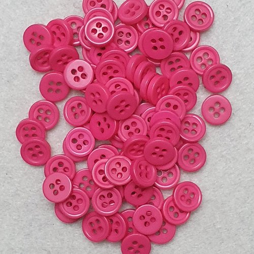 8 boutons fuchsia 9x2mm résine rond