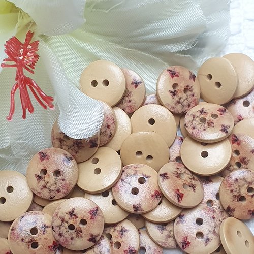10 boutons papillons 15x3.5mm bois chair