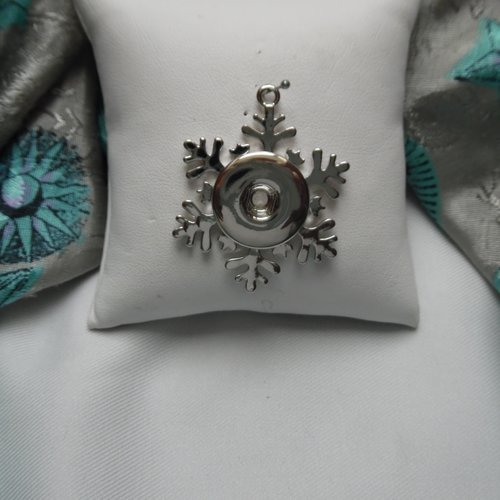 1 pendentif pression flocon 4.2x3.3cm 