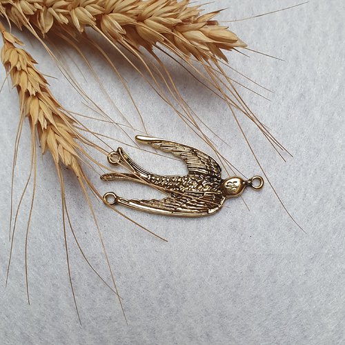 1 pendentif connecteur n°4 oiseau hirondelle colombe 48.8x25mm