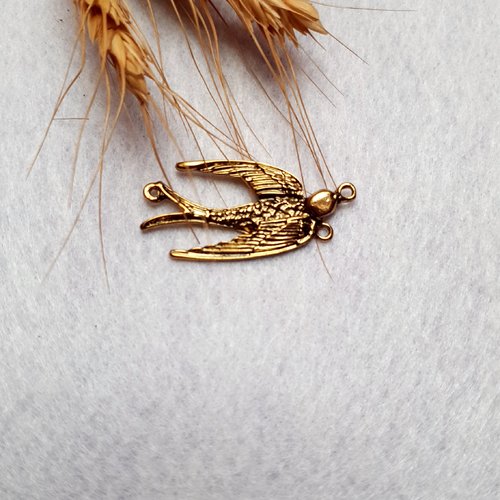 1 pendentif connecteur n°5 bijou oiseau hirondelle colombe 45.5x23mm