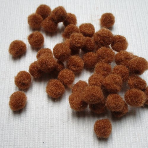 20 pompons marron duvet polyester rond 10mm
