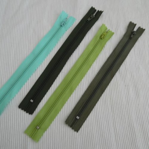 1 fermeture éclair vert anis à zip non séparable 23x2.5cm