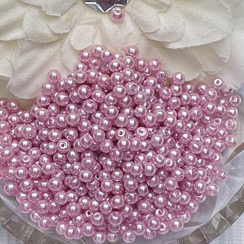 25 perles rose foncé ronde 4.6x4mm en verre