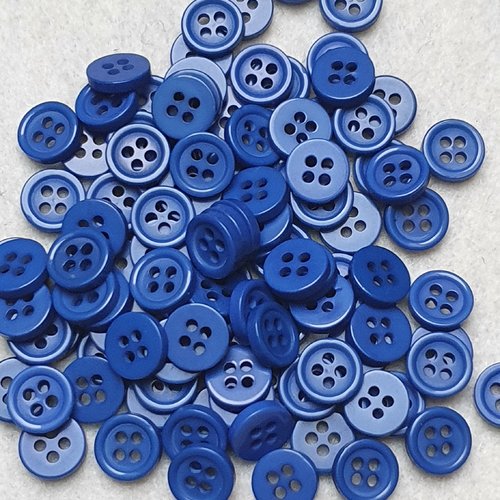 8 boutons bleu marine 9x2mm résine rond