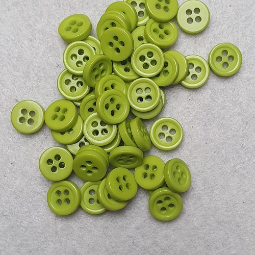 8 boutons rond vert anis foncé 9x2mm résine rond