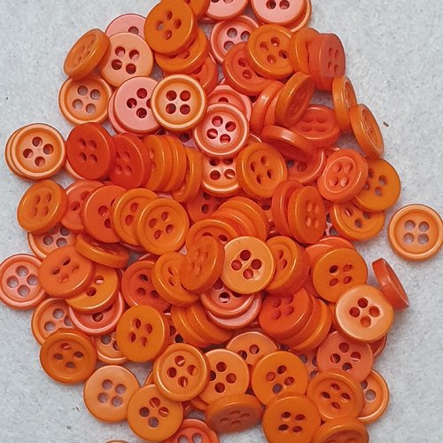 8 boutons orange 9x2mm résine rond
