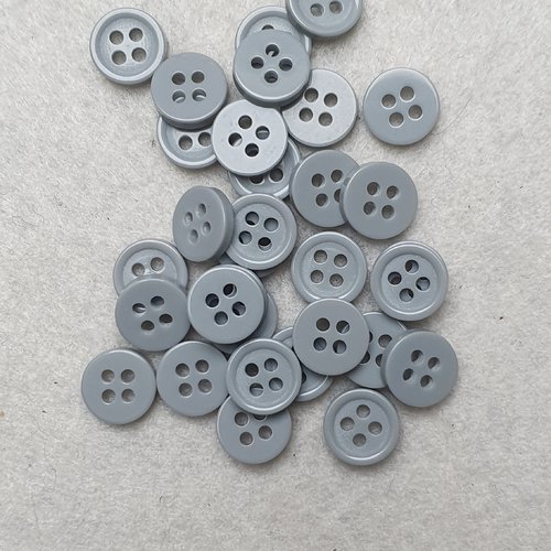 8 boutons rond gris 9x2mm résine