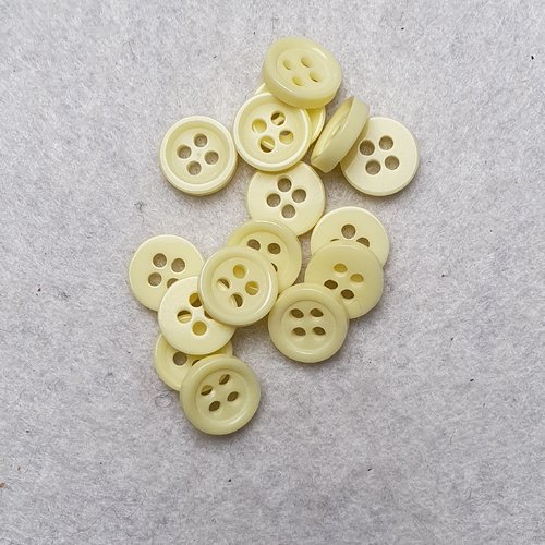 8 boutons jaune pâle 9x2mm résine rond
