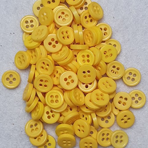8 boutons jaune soleil 9x2mm résine rond