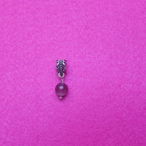 1 bélière perle oeil de chat en verre 24.7x8mm aubergine clair