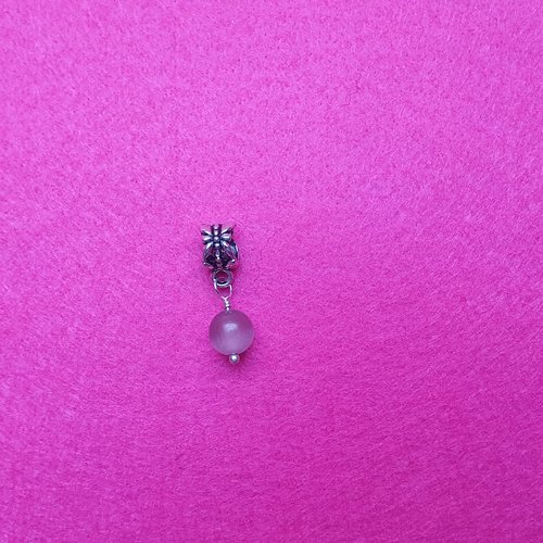 1 bélière perle oeil de chat en verre 24.7x8mm aubergine très pâle