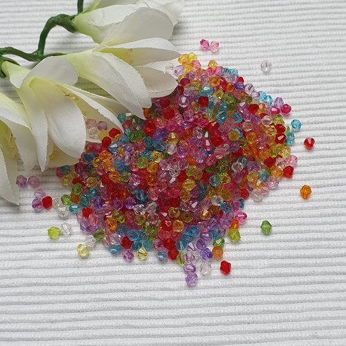 50 perles toupie à facette multicolore 4.3x4mm acrylique