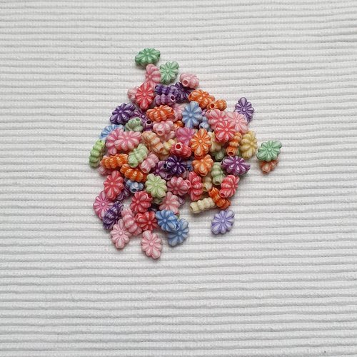 14 perles fleurs ovale opaque pastel mixte 10.5x8x4mm acrylique