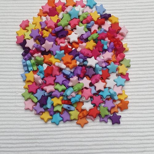 15 perles étoile opaque mixte 9x9x3mm acrylique