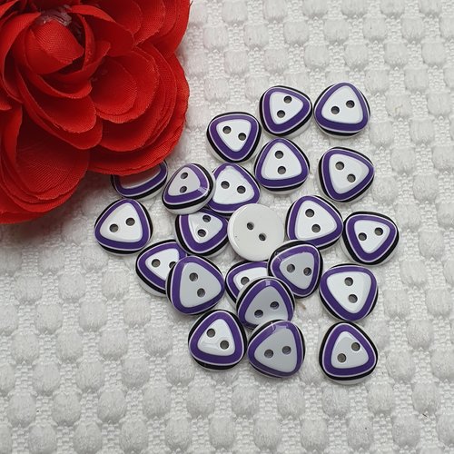 8 boutons mauve triangle rond 12.5mm