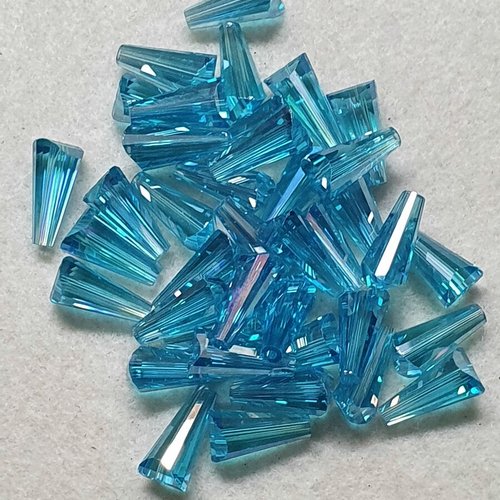 2 perles bleu swarovski goutte cône 16x8mm véritable