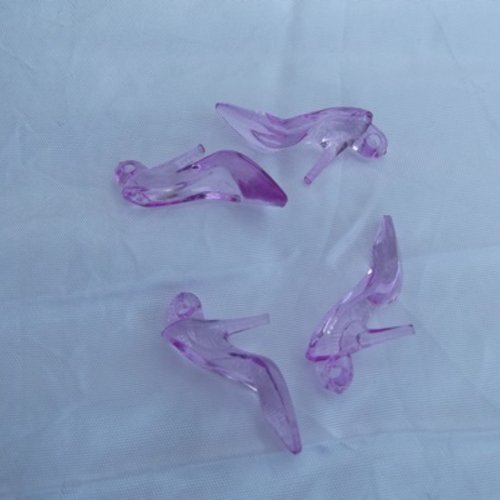 Lot de 3 breloques chaussure à talon mauve 38x15mm