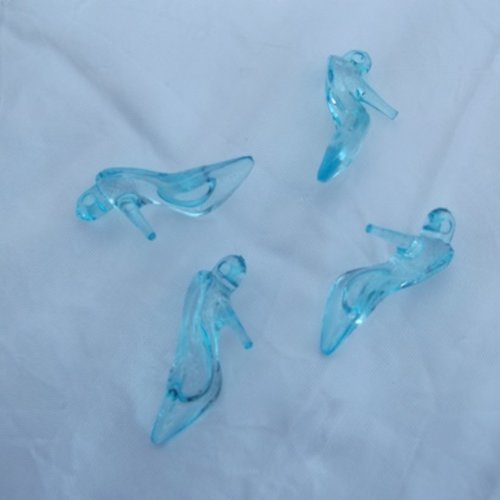 Lot de 3 pendentifs breloques chaussure à talon bleu 38x15mm