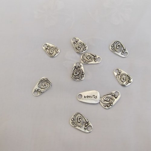   lot de 2 breloques "beauty" motif ethnique argent tibétain 22x14mm