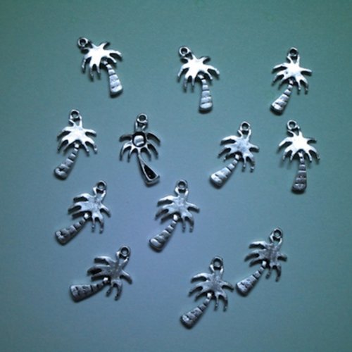 Lot de 8 breloques palmier argent tibétain 18.5x11mm