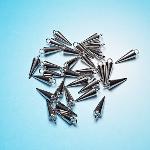 Lot de 3 goutte cône acier inoxydable argenté 21.5x6.5mm