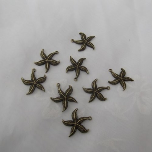 4 breloques étoile de mer bronze 26x23x3mm