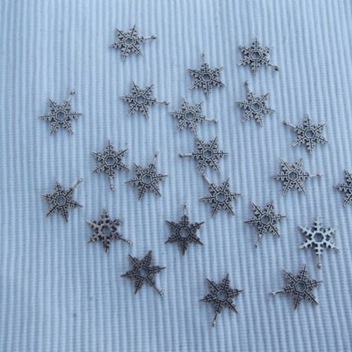  lot de 5 breloques étoile flocons de neige argent tibétain 23x20mm